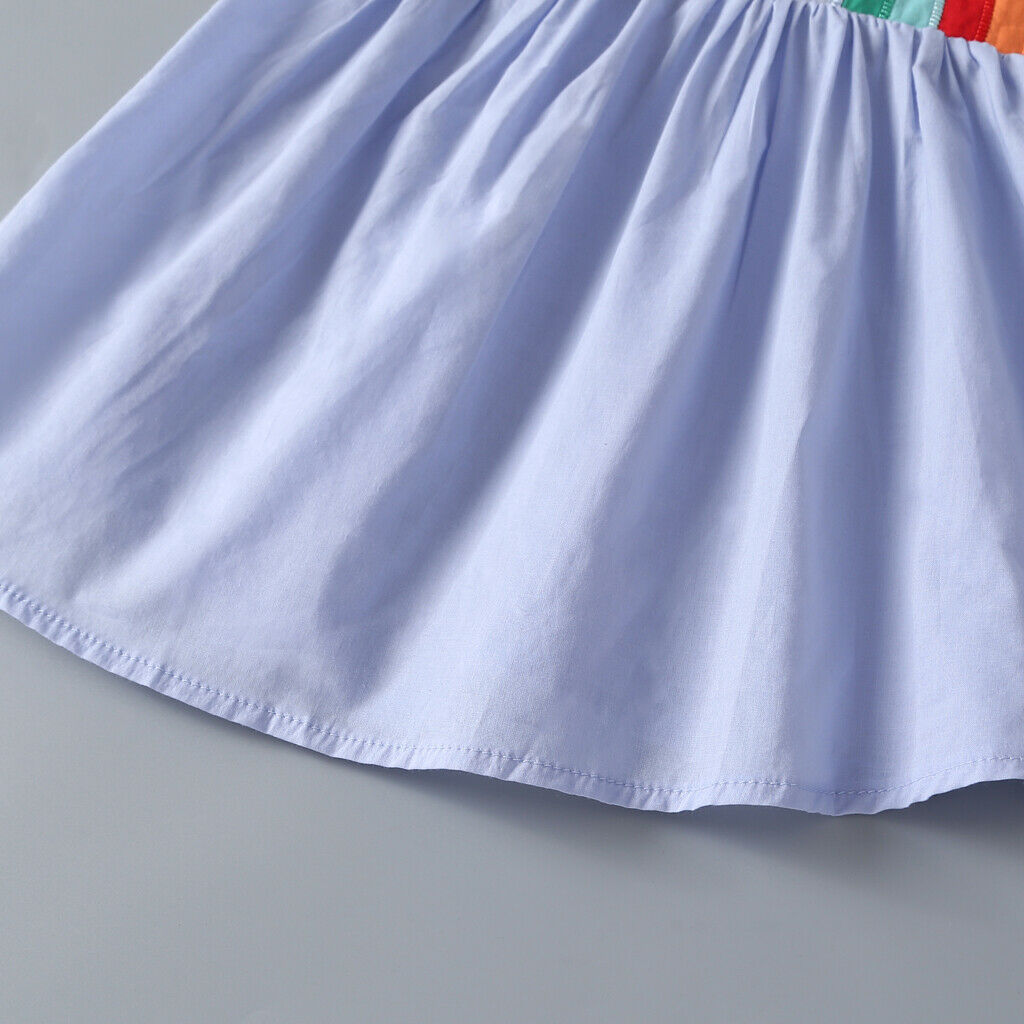 Girls Fashion Rainbow Print Princess Dress