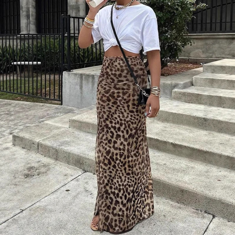 Leopard Print Bodycon Mini Skirt – Women’s High Waist Streetwear Hip Skirt