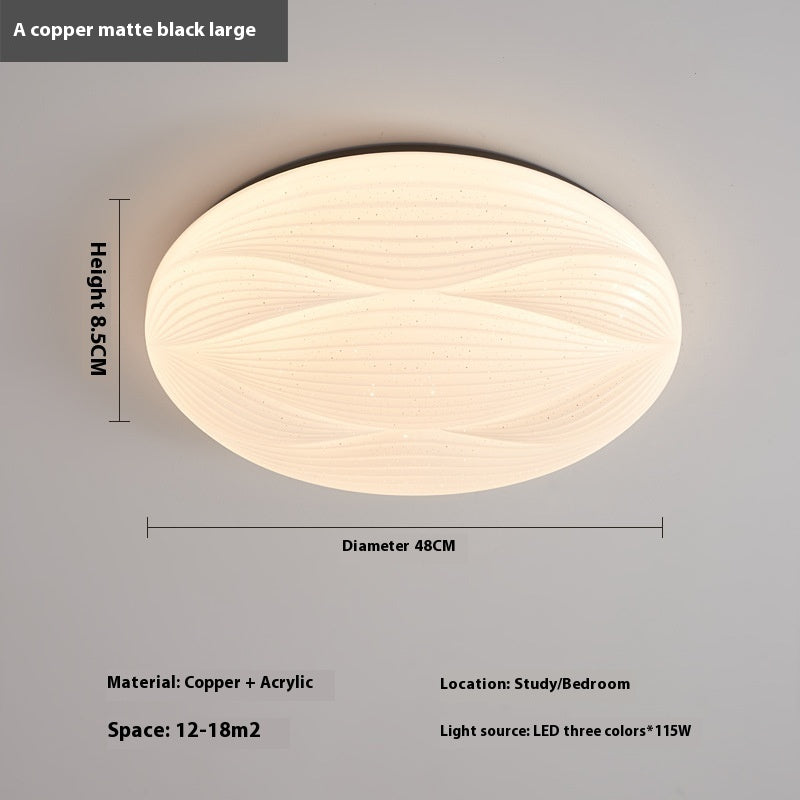 Modern Light Luxury Atmospheric Cream Style Copper Round Ceiling Lamp