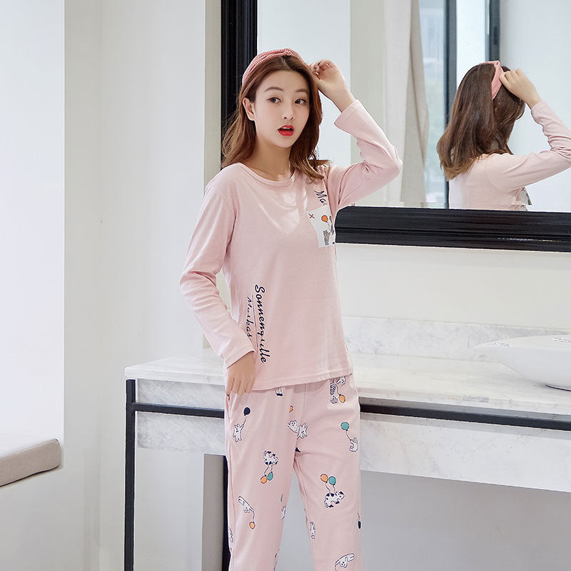 Pajamas Women's Long Sleeve Casual Two-piece Suit Thin Summer Air-conditioned Room Ladies' Homewear