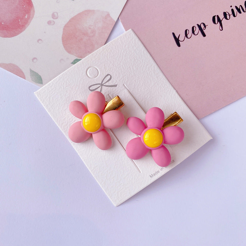 Flower Peach Heart Side Clip Bow