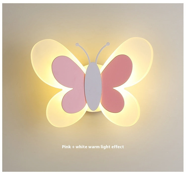 Butterfly Lamp Creative Cartoon Children Bedroom Wall Lamp