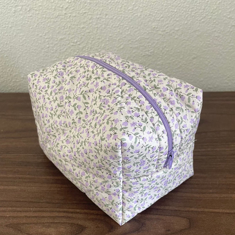 Floral Travel Makeup Bag – Zipper Pouch for Skincare & Cosmetics