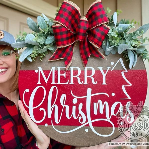 Cross-border Christmas Wooden Board Garland Doorplate Decorations