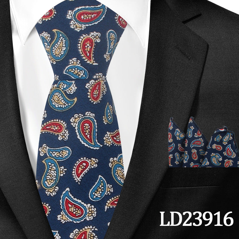 Cotton Arrow Bow Tie with Matching Pocket Towel