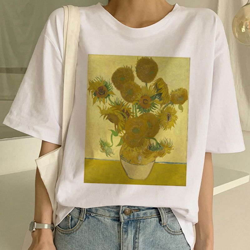 Women's Modal Art Print T Shirt Van Gogh Regular
