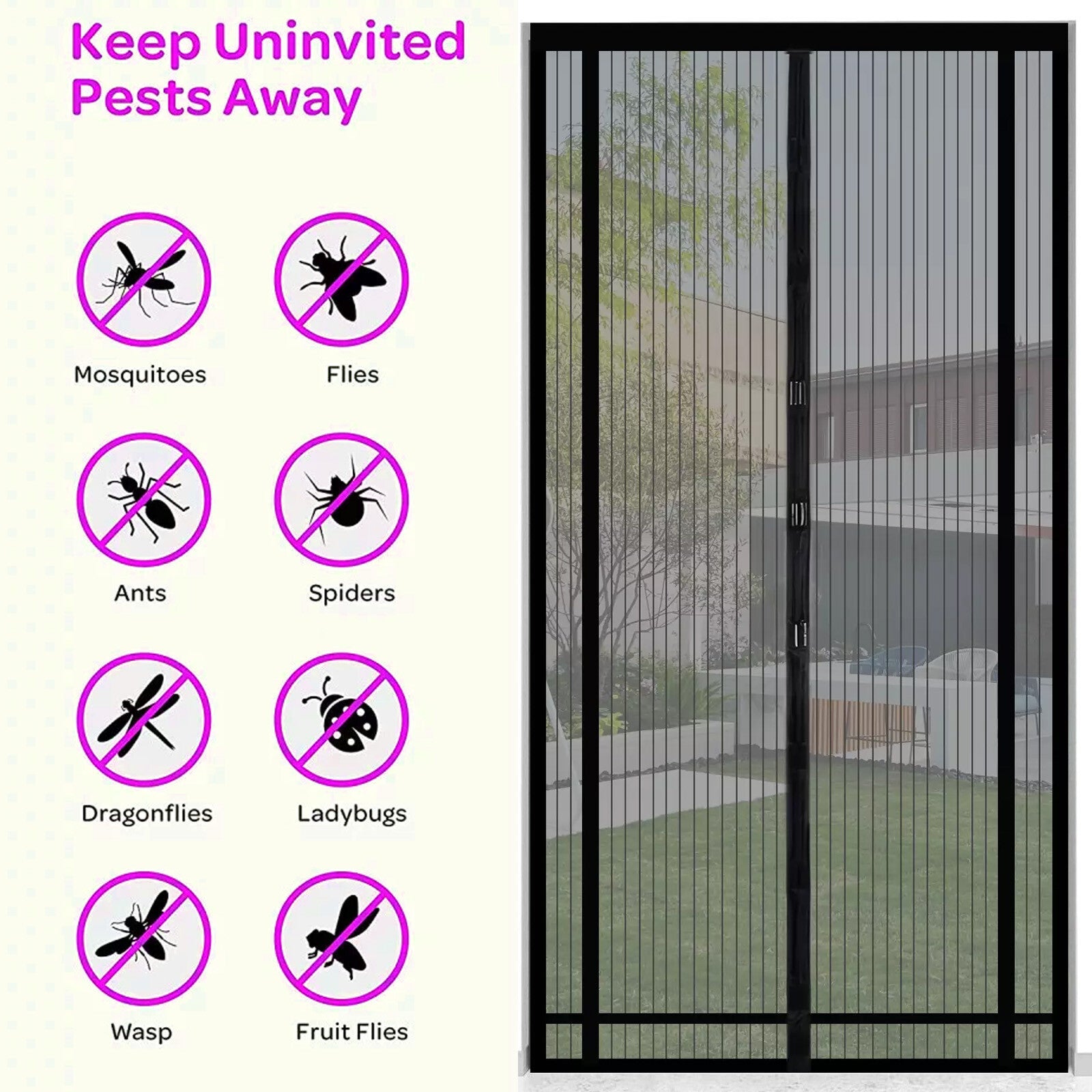 Fly Screen Door Insect Screen Door Curtain Magnetic Curtain Balcony Door 220x100cm