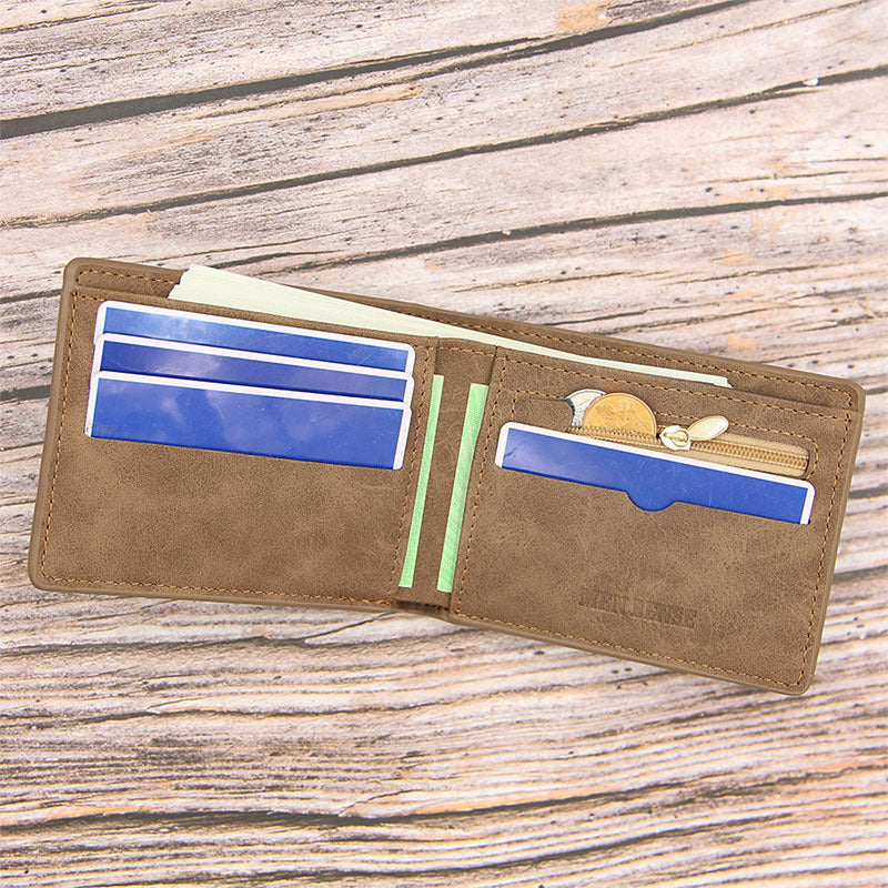 Men's Short PU Leather Wallet Embossed Vintage Style