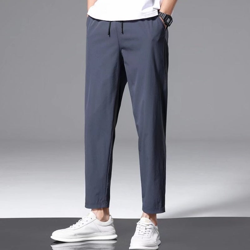 Men’s Ice Silk Nine-Point Sweatpants – Loose Thin Breathable Style