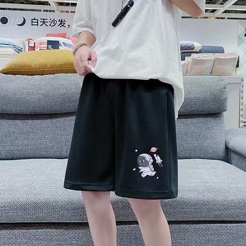 Cartoon Summer Boys Shorts Sports Casual Cropped Pants Loose Trendy Large Trunks Outer Wear Basketball Running Pants