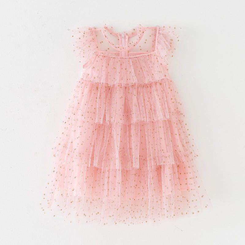 Children Shirt Girls' Dress Fairy Dress Internet Celebrity XINGX Dot Cake
