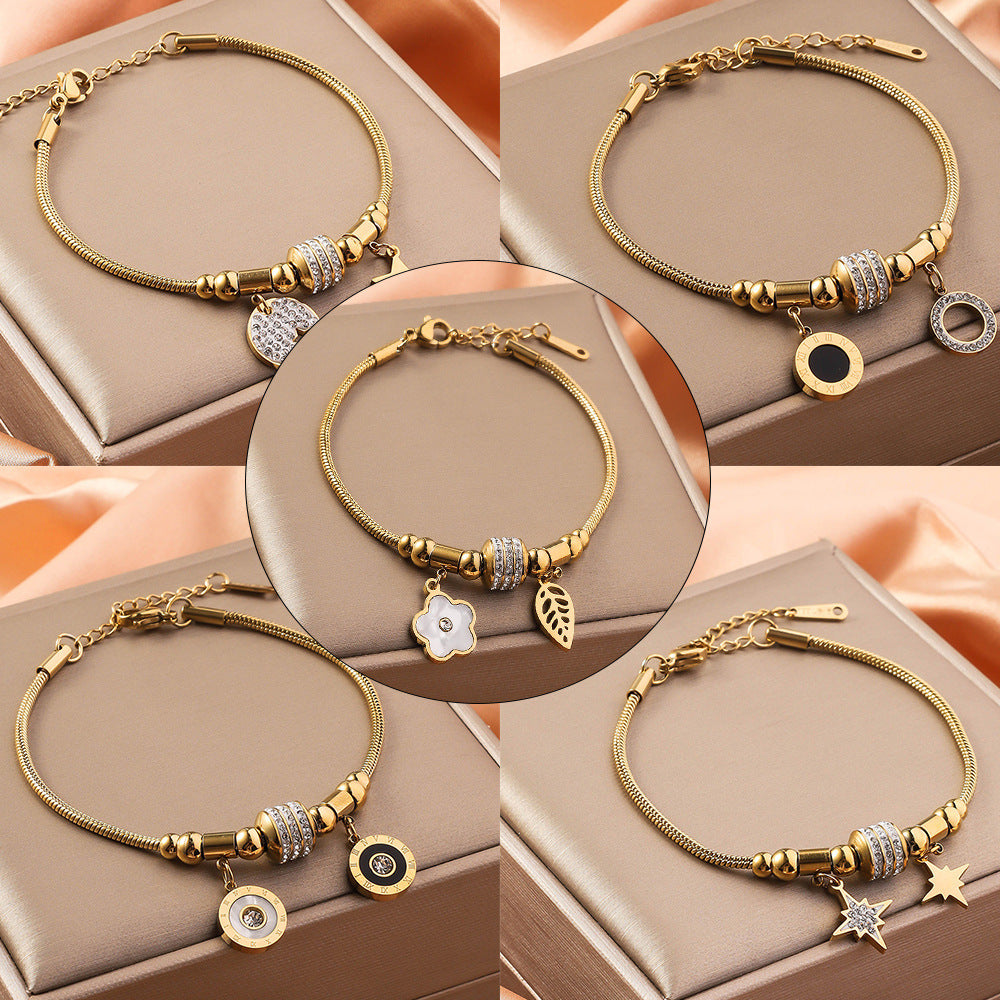 Titanium Steel Inlaid Shell Non-fading Advanced Design Bracelet