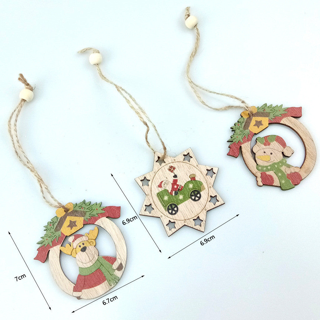 Wooden Christmas Tree Hanging Pendant Set