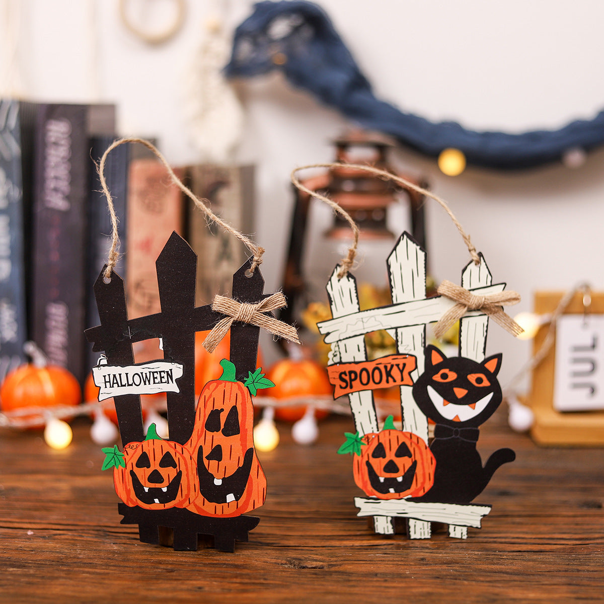 Halloween Black Cat Fence Door Decorations Hanging