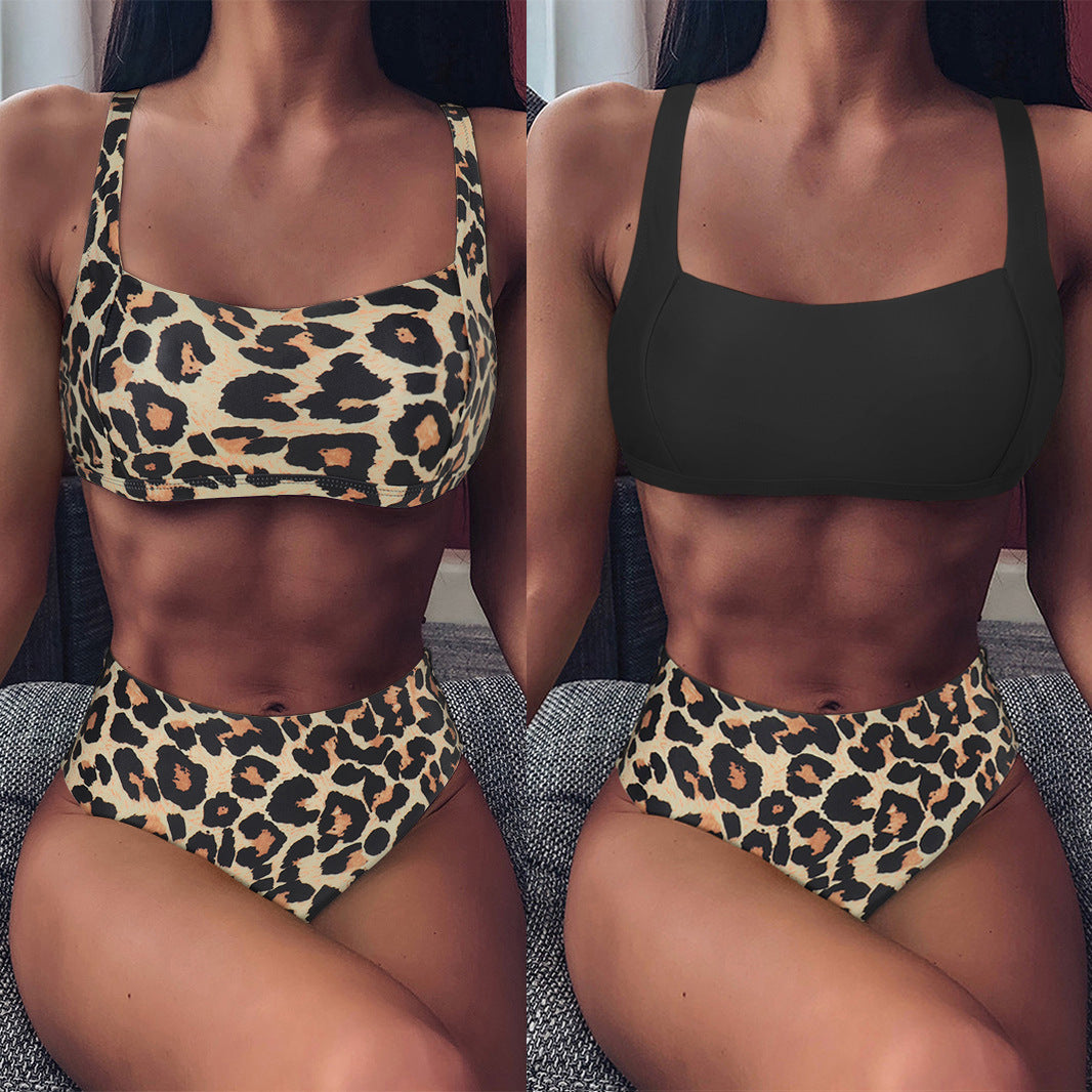Women's One-Piece Swimsuit – Solid Color Polyester Swimwear
