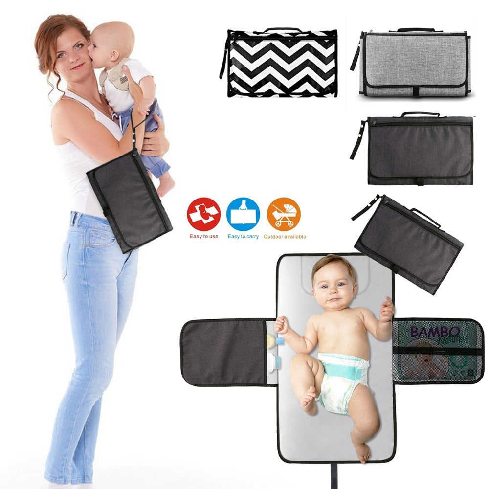 Baby Portable Foldable Waterproof Diaper Changing Mat – Travel Play Mat with Storage Bag