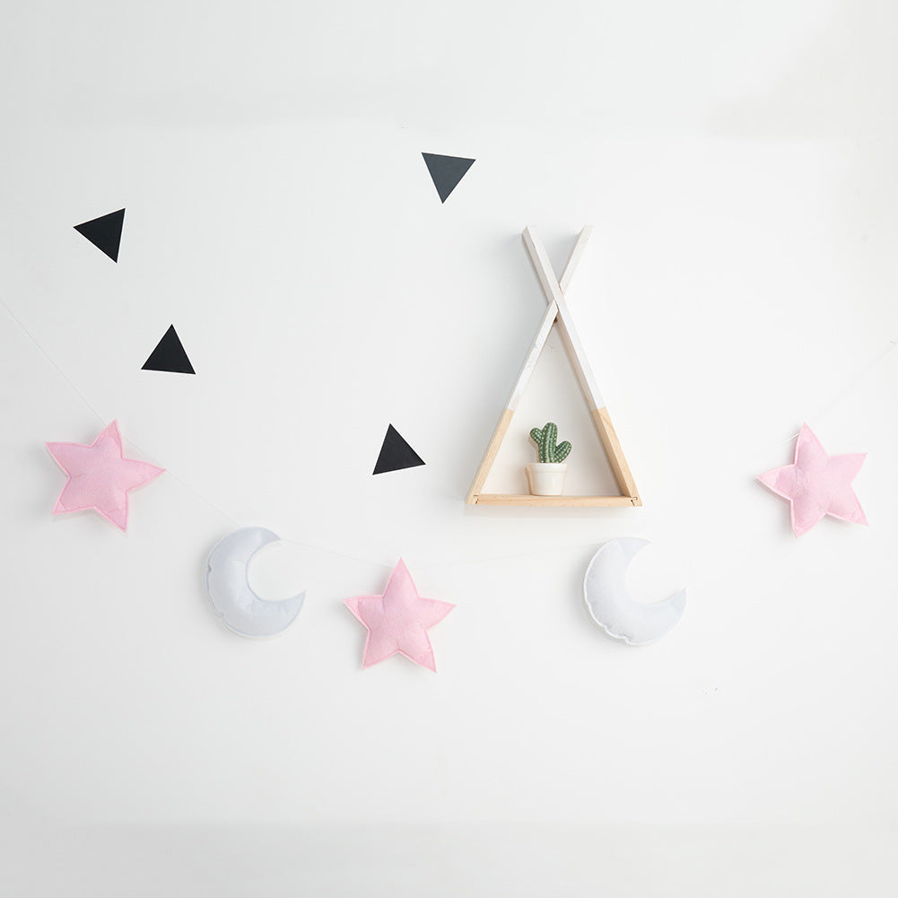 Star Moon Hanging Ornament Children's Room Crib 5 Star Decorations