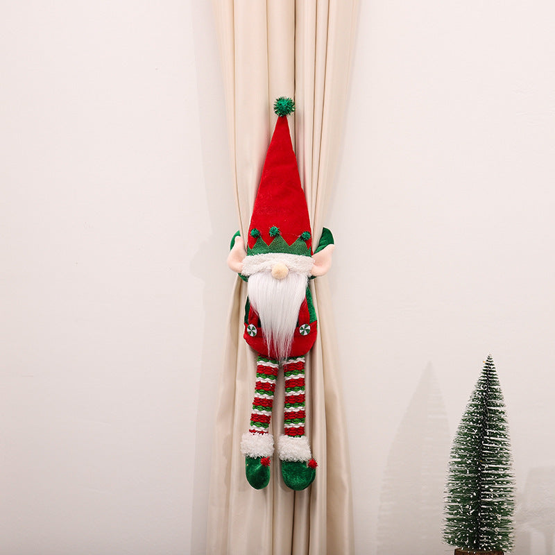Christmas Elf Couple Curtain Hugging Doll