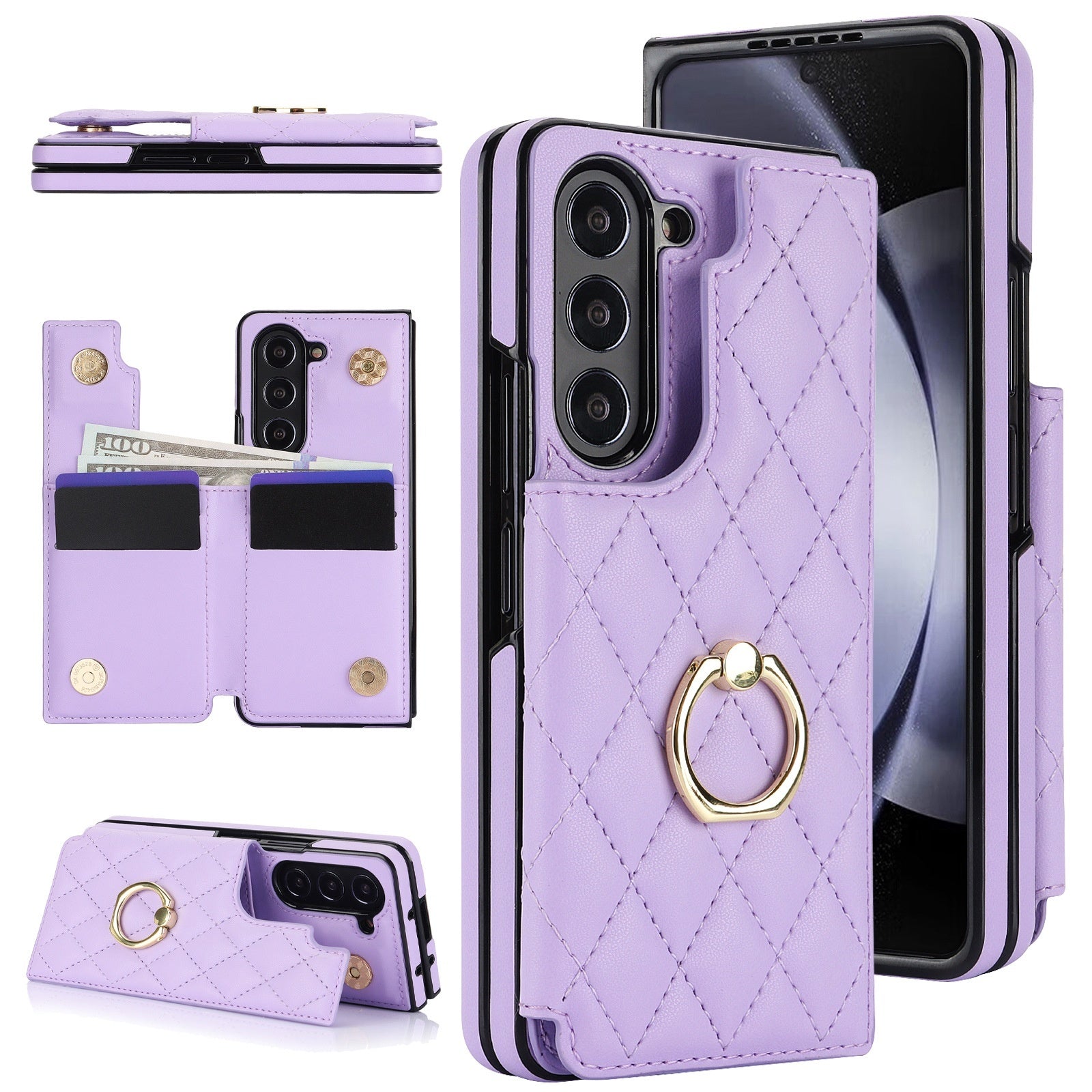 ZFOLD56 / ZFOLD34 Classic Style Leather Case with Ring & Double Buckle
