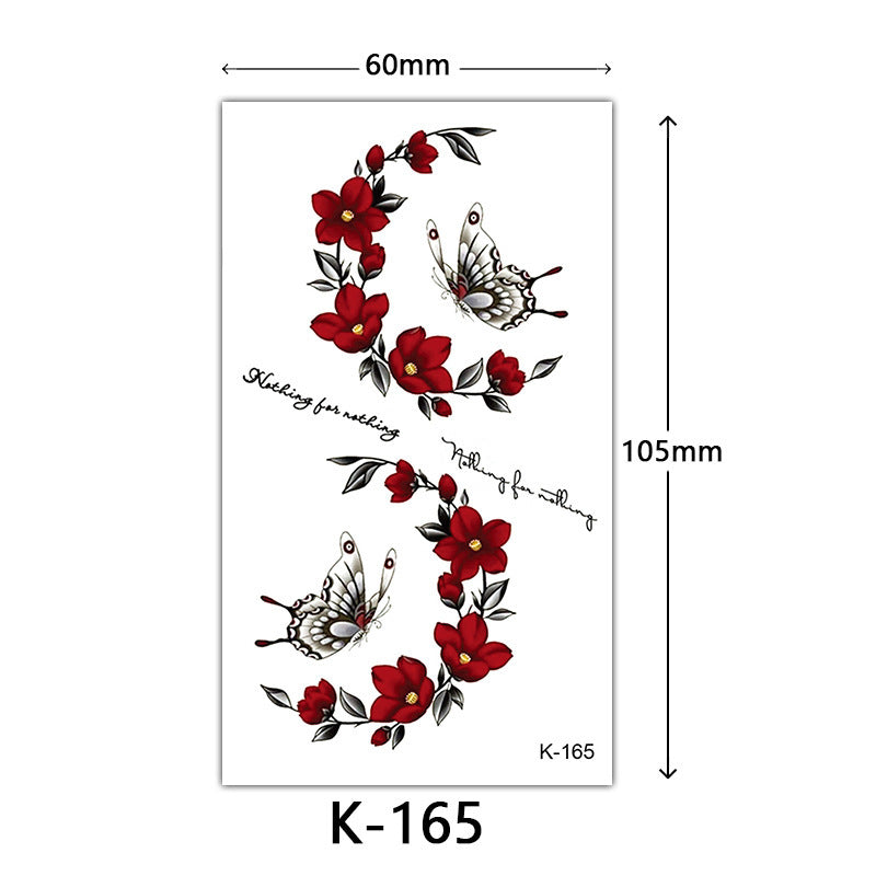 Tattoo Stickers – English Letters, Flowers, Butterfly Sketch Lines, Waterproof Temporary Tattoo