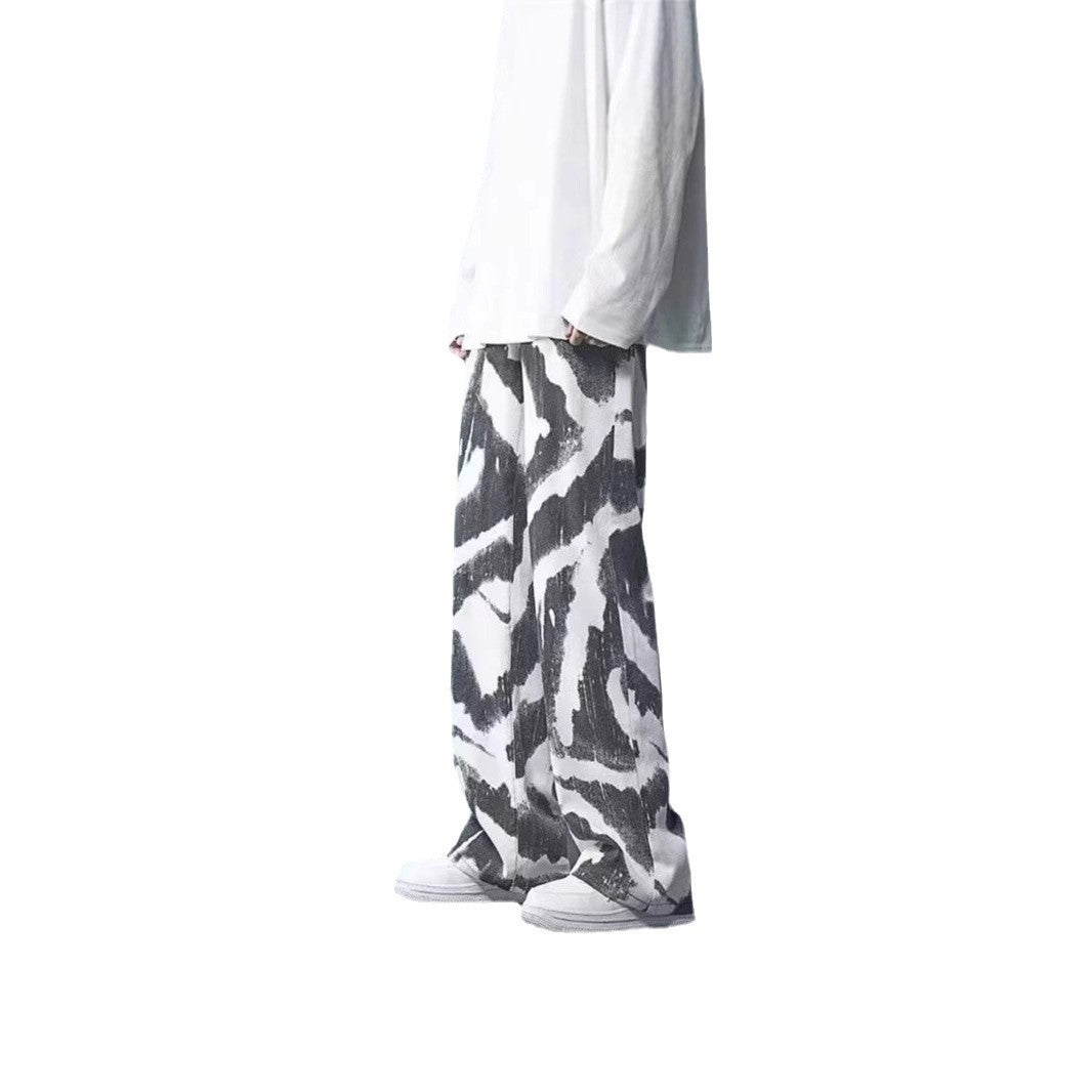 High Street Tie-Dye Graffiti Pants – Men’s Wide-Leg Streetwear Trousers