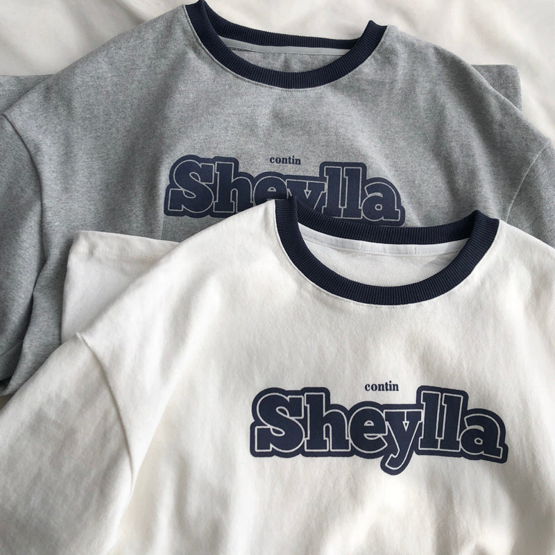 Letter Printed Large Size Loose Fitting T-shirt For Women