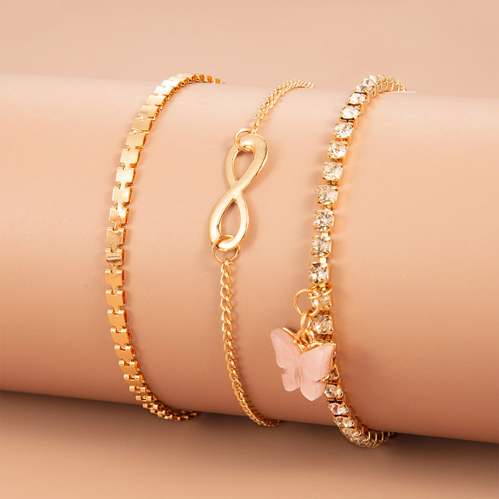Set Simple And Sweet Butterfly Anklet Women Personalized