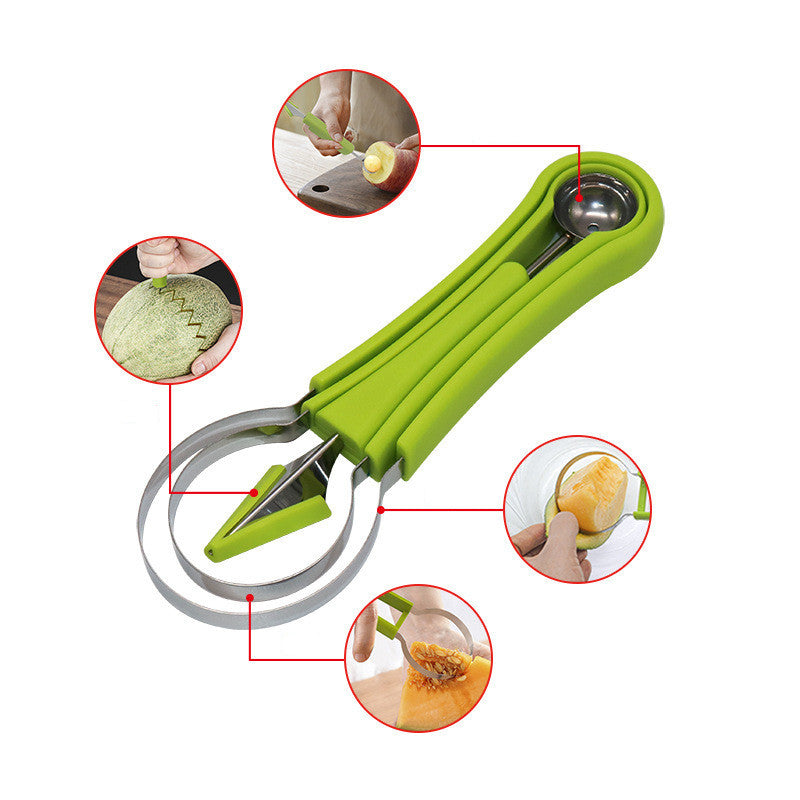 3-in-1 Stainless Steel Fruit Ball Spoon – Multi-Purpose Kitchen Digging Tool