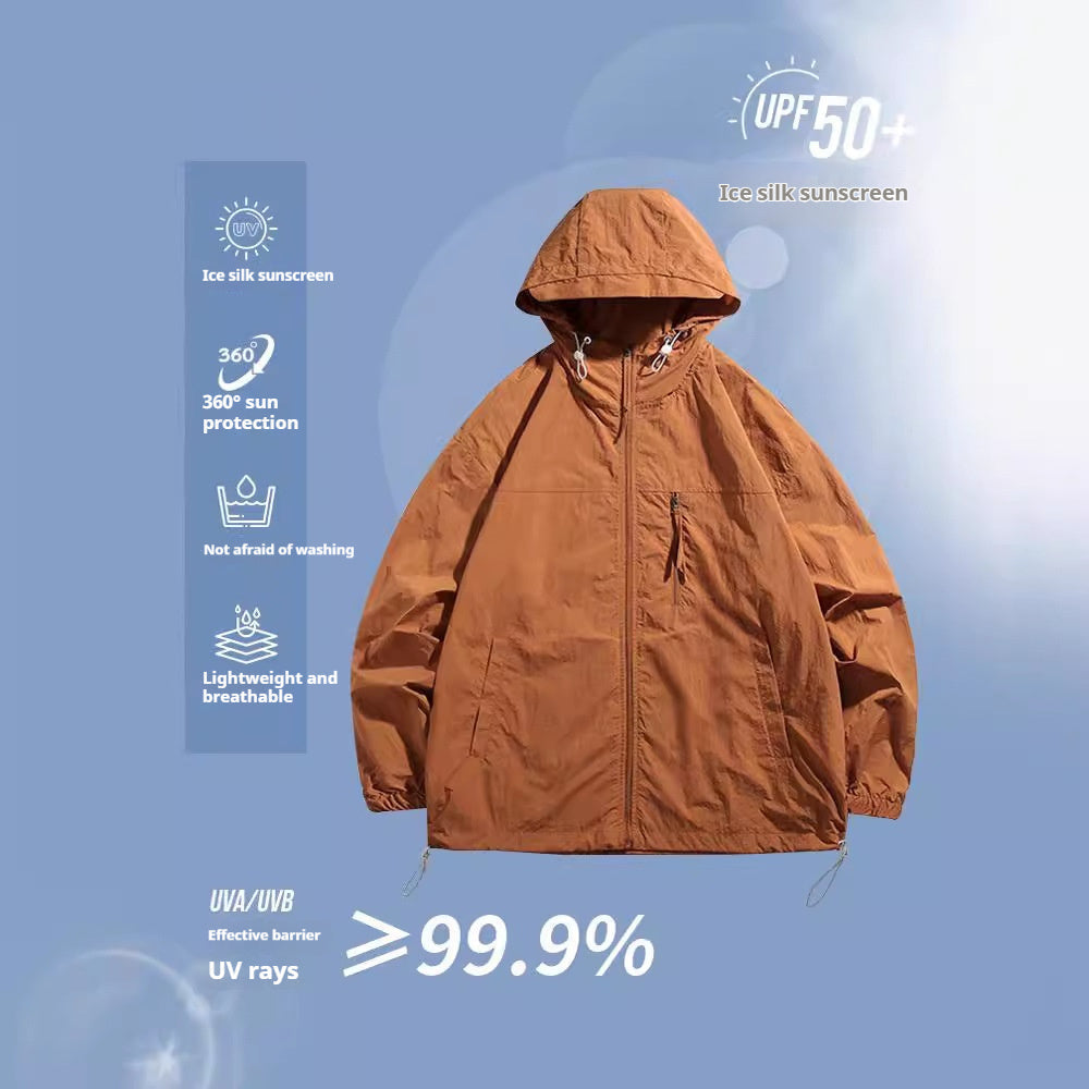 Unisex Ice Silk Hooded Jacket – UPF50 Sun Protection Outdoor Wear