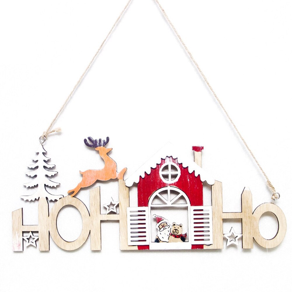 Christmas English Alphabet Card Snowman Elk Wooden Pendant