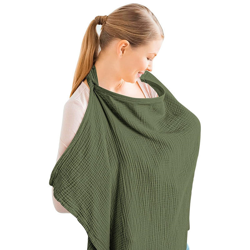 Muslin Nursing Cover – Breathable Cotton Breastfeeding Apron with Rigid Hoop & Multi-Use Canopy