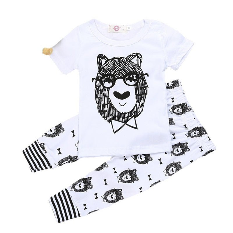 Baby 2-Piece Cotton Outfit – Printed Long Sleeve Top & Pants