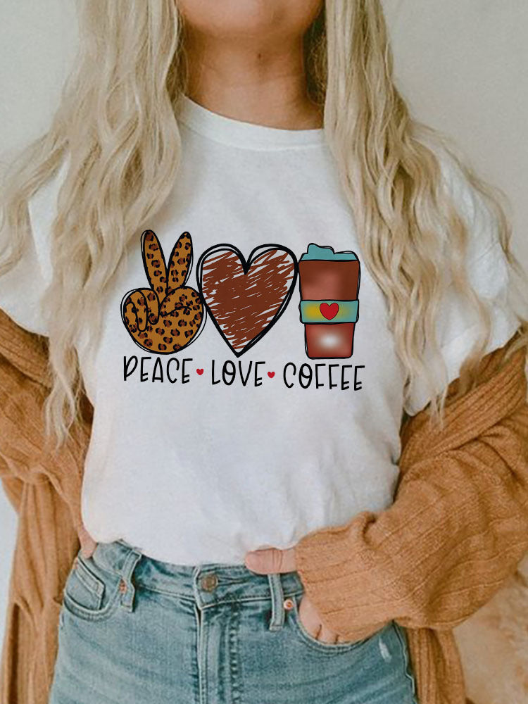 Women's Short-sleeved T-shirt Fashion Printed E Bottoming Shirt