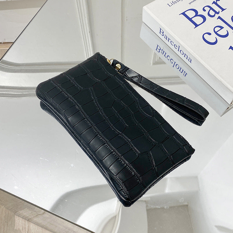 Women's Slim PU Stone Pattern Clutch Horizontal Square