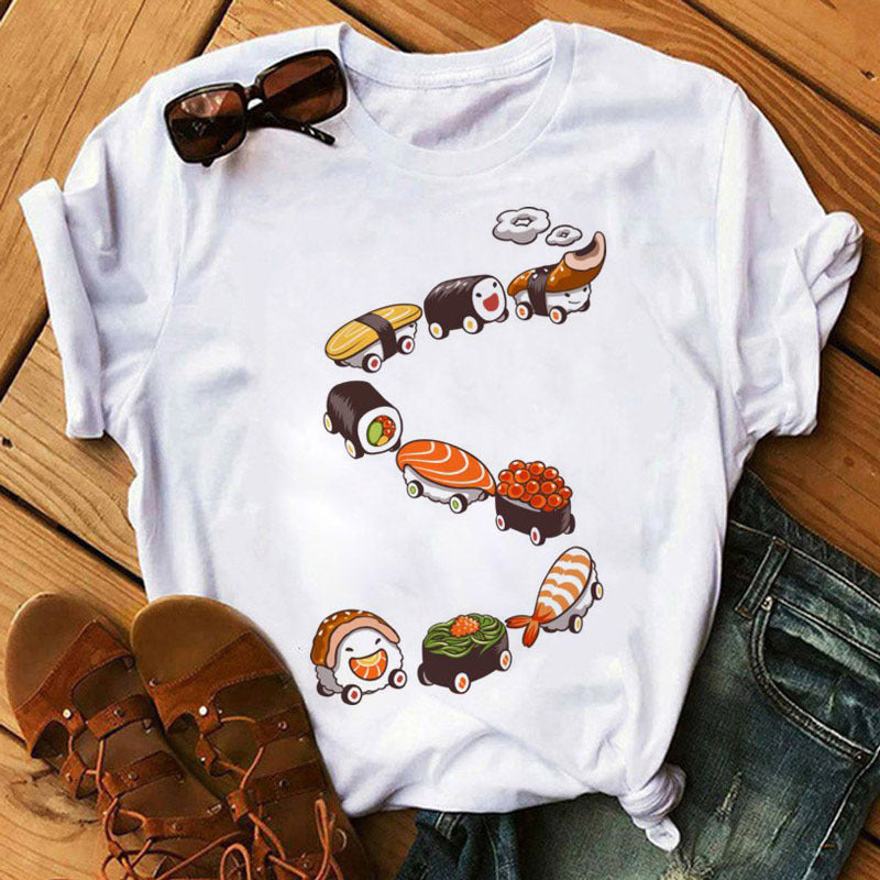 Women's Milk Silk Sushi Hug Short Sleeve Tee Gray