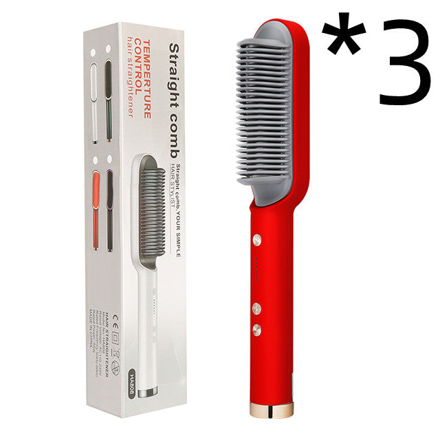 2-in-1 Hair Straightener & Hot Comb – Dual-Purpose Negative Ion Electric Curling Brush