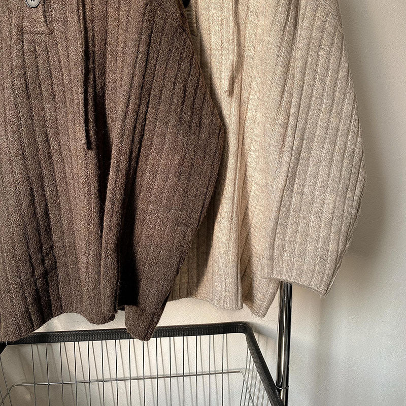 Hooded Rope Pullover Sweater Loose For Women