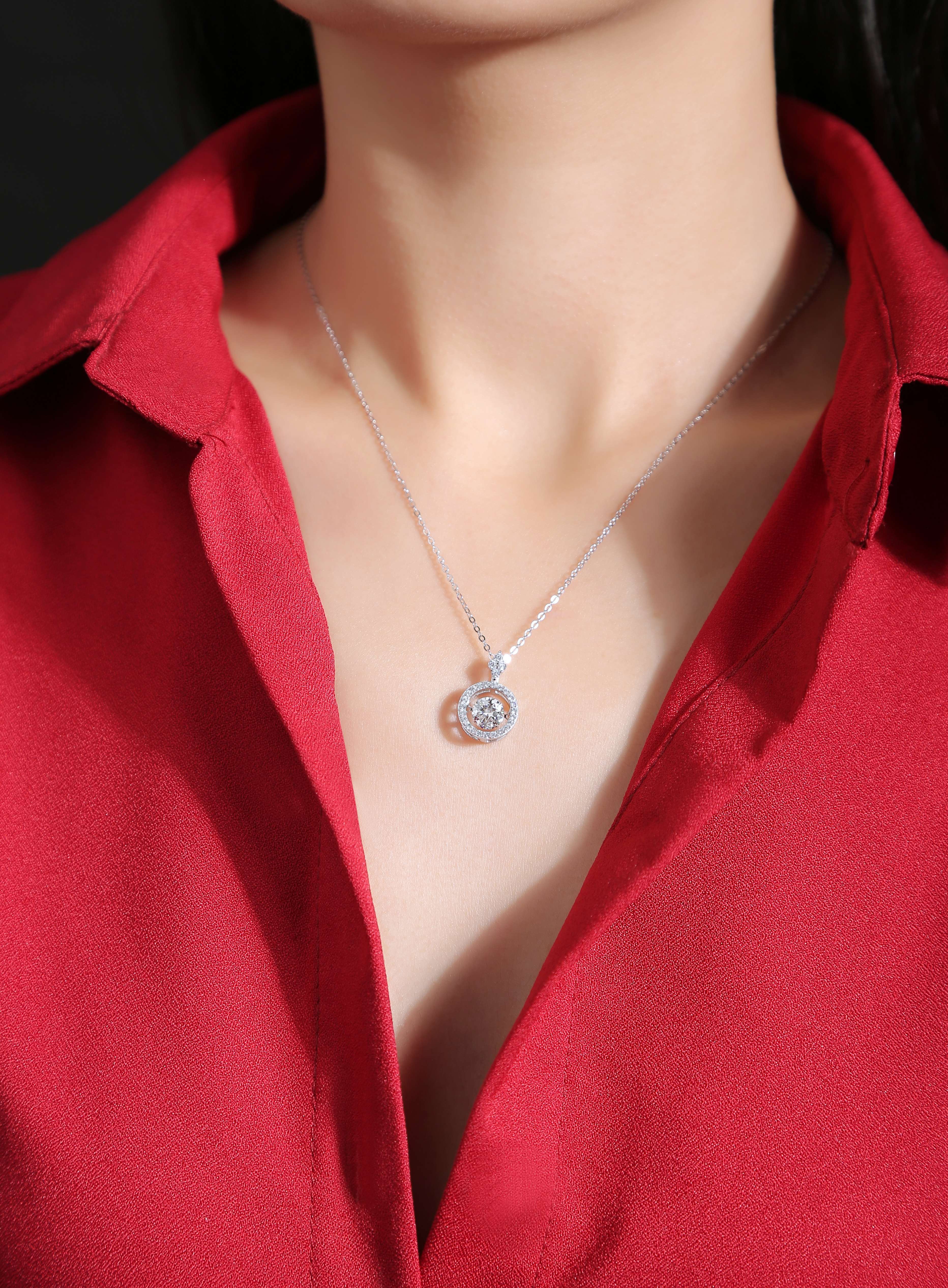 Touch - A Fashionable And Trendy Jewelry Necklace Pendant Set With 1-carat Moissanite S925 Sterling Silver And Platinum Plating