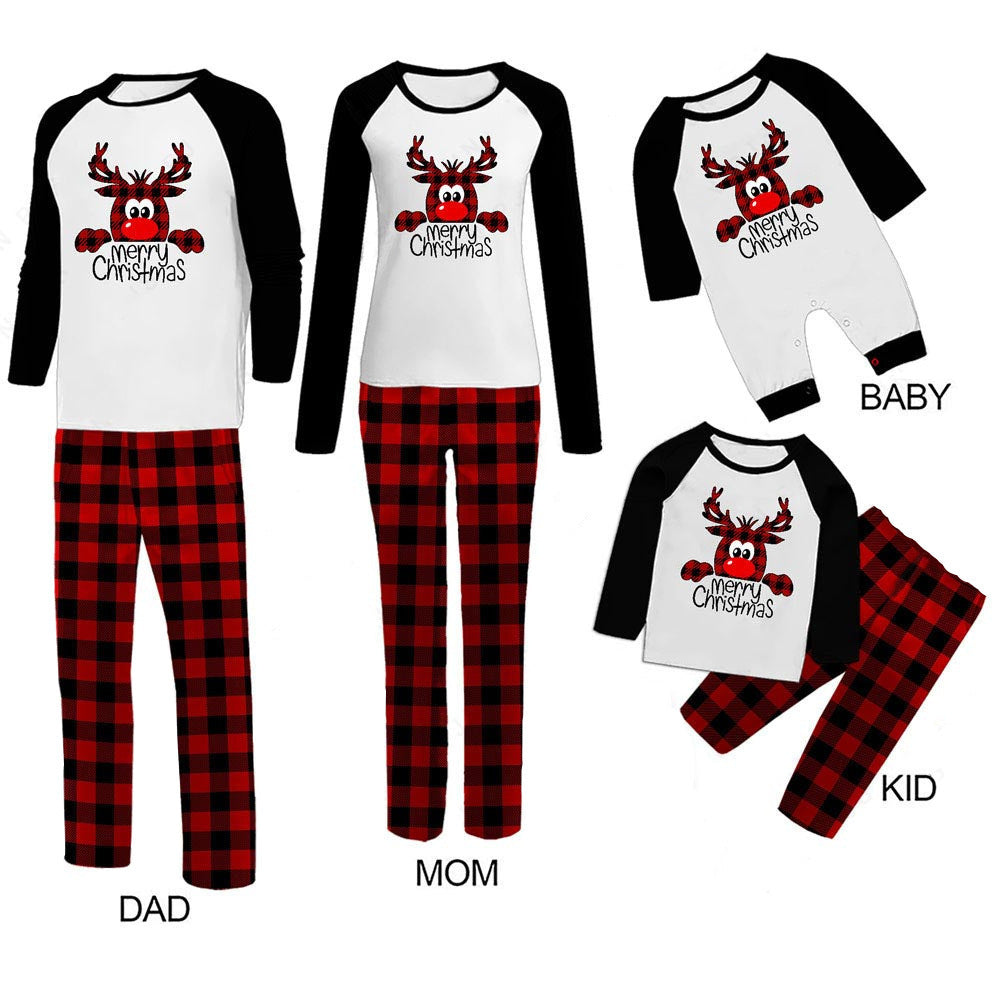 Christmas Deer Print Parent-Child Homewear Suit – Festive Family Pajama Set