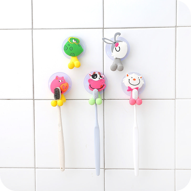 Cute Cartoon Animal Suction Cup Toothbrush Holder – Bathroom Organizer