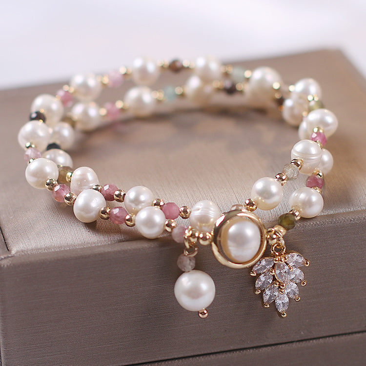Strawberry Quartz Bracelet Double Layer Fairy Style