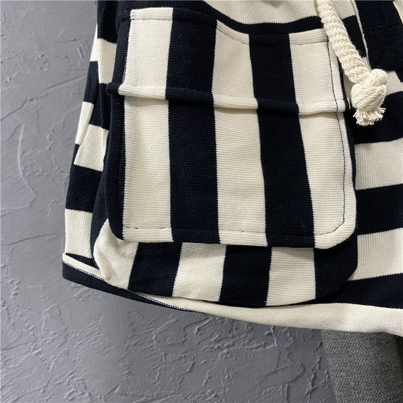 Women’s Striped Cargo Shorts – Casual Hot Pants, High-Waist with Utility Pockets