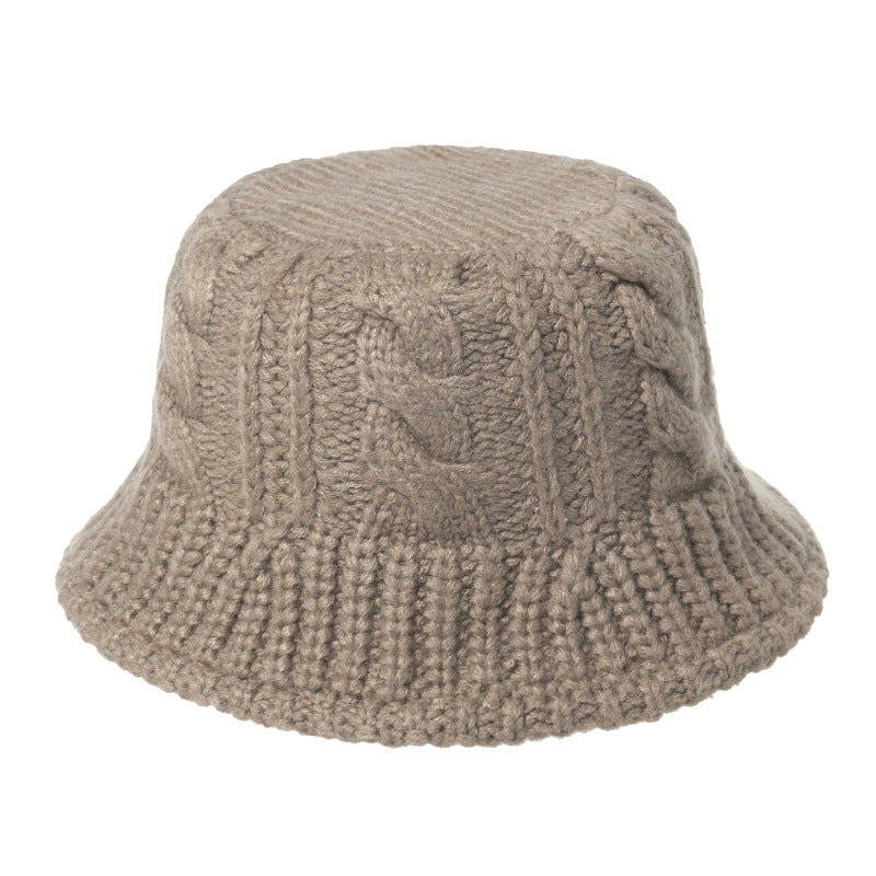 Crossborder Hot Sale Autumnwinter New Woolen Twist Knitted Fisherman Hat