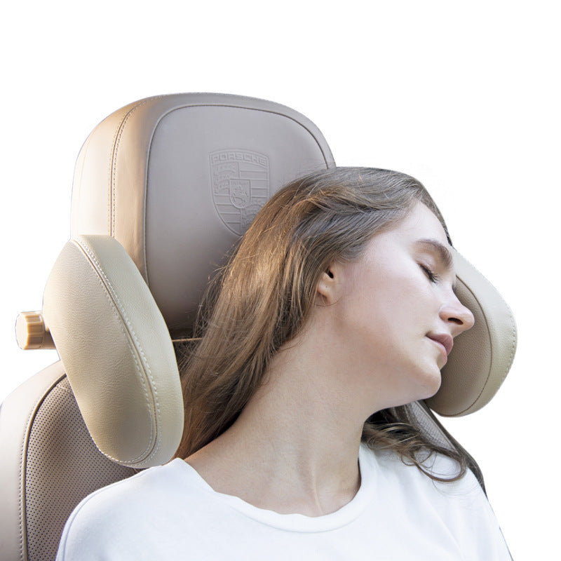 Adjustable Car Headrest Pillow, Soft Leather Travel Neck Support Cushion