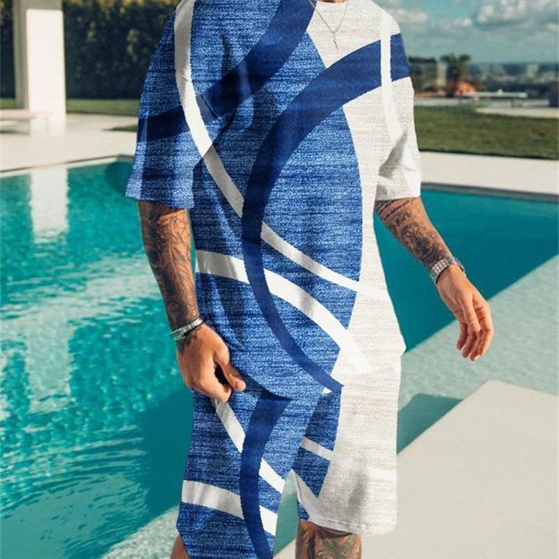3D Digital Printed T-shirt Men's T-shirt Casual Suit