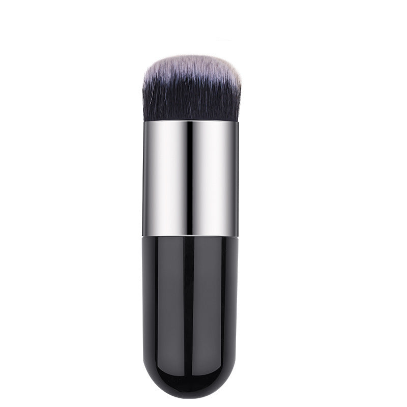 Loose Powder Brush – Nylon Bristle Foundation Brush with Large Rubber Handle, Soft Elastic Corrugated Silk Hair, Short Rod Design