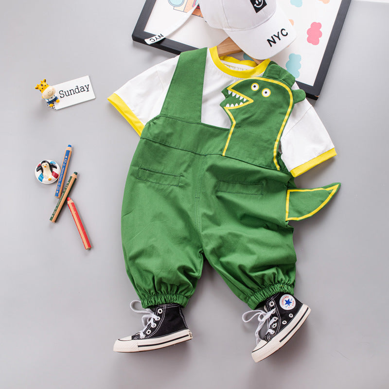 Baby T-Shirt and Suspender Shorts Two-Piece Set – Summer Outfit