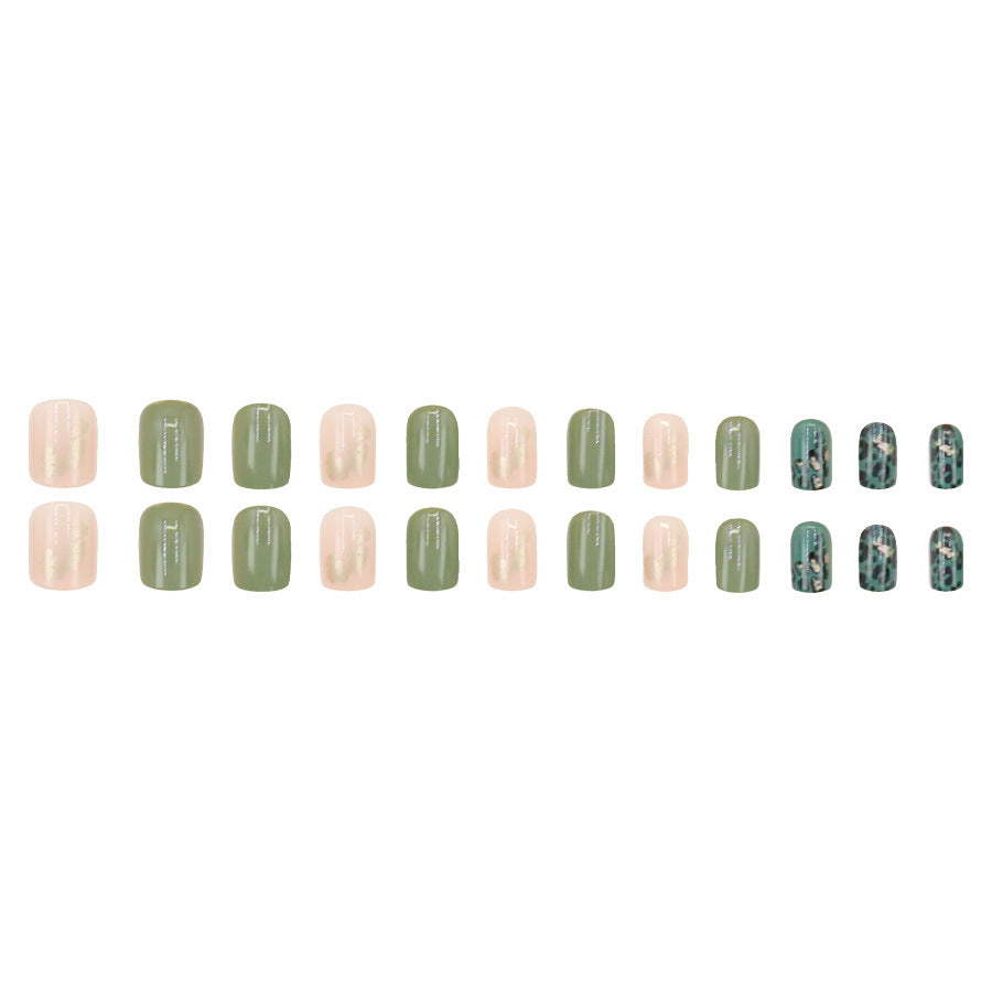 Green Leopard Print Fashion Gold Foil Nail Sticker