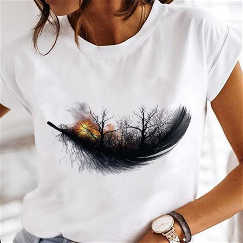 Women's Dandelion Print Milk Silk Pullover Tee