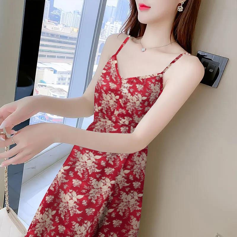 Women's Fashion Casual Print Sling Dress
